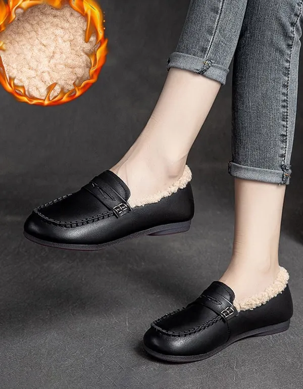 Winter Flat-bottomed Cotton Velvet Retro Loafers