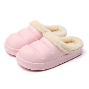 Winter Women Fur Slippers Waterproof Warm Plush Household Slides Indoor Home Thick Sole Footwear Non-Slip