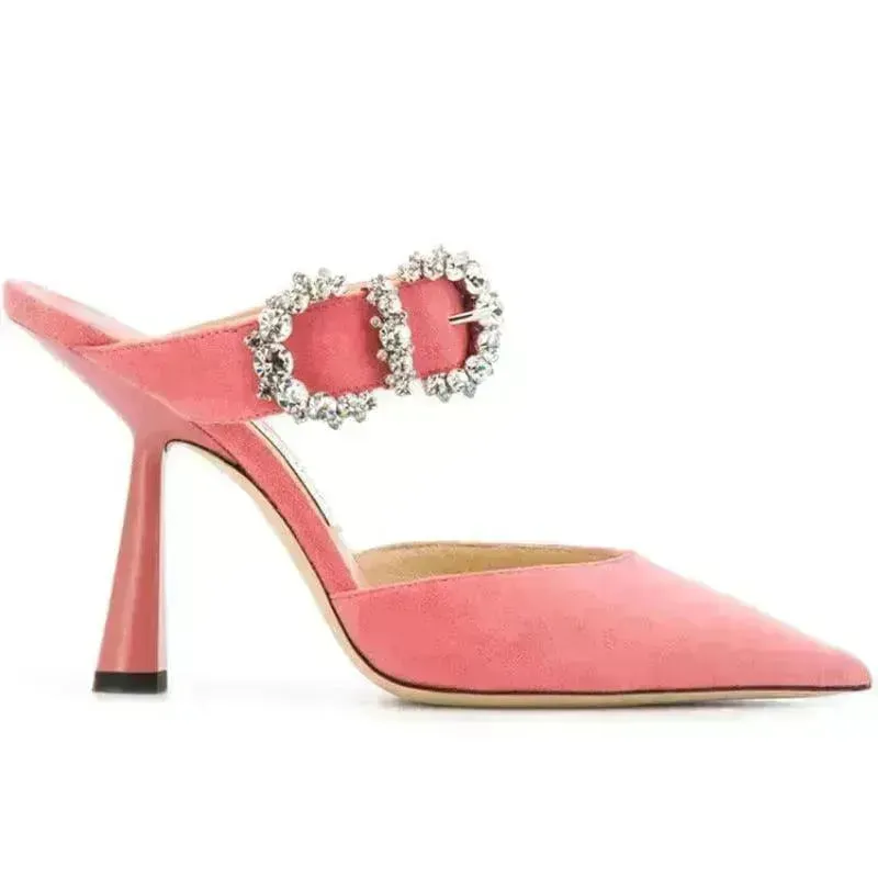 Women Baotou Rhinestone Pointed High Heel Shoe