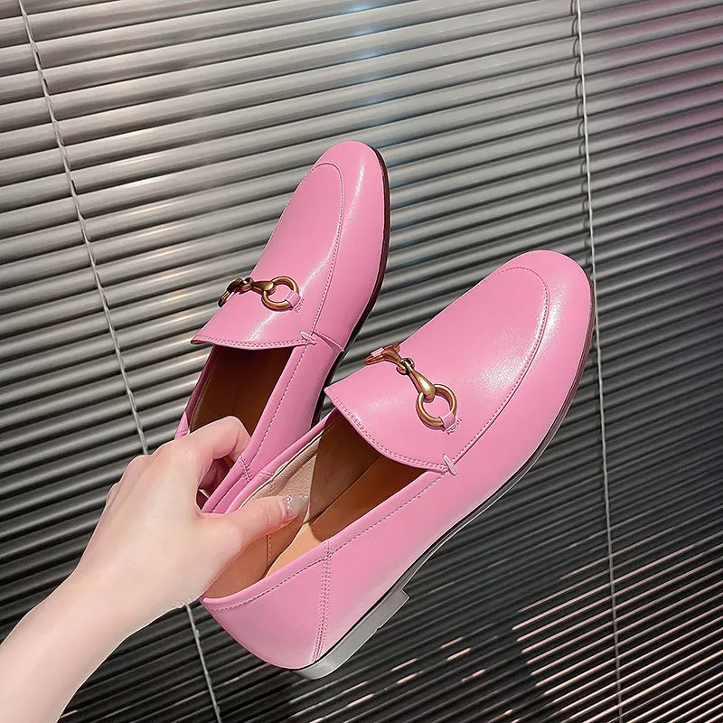 Women Classic Handmade Leather Loafers Flat Shoes