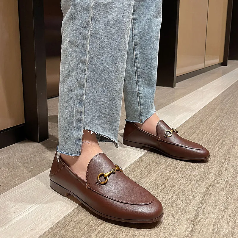 Women Classic Handmade Leather Loafers Flat Shoes