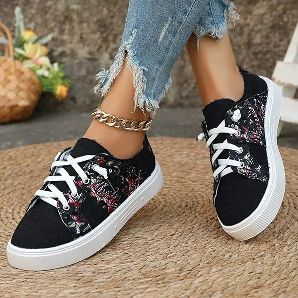 Women's Casual Flower Lace Canvas Sneakers 17479688S