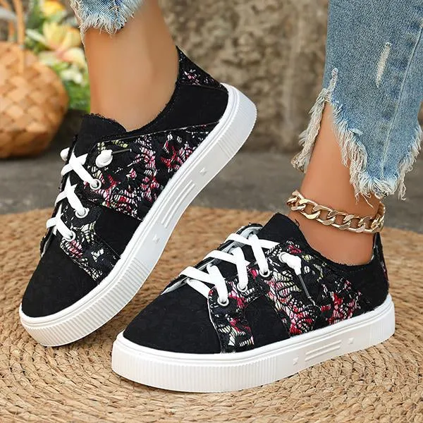 Women's Casual Flower Lace Canvas Sneakers 17479688S