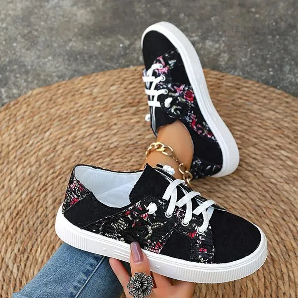 Women's Casual Flower Lace Canvas Sneakers 17479688S