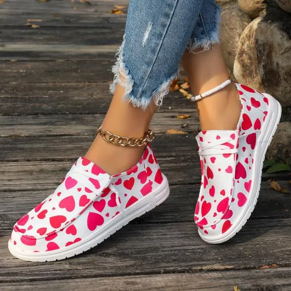 Women's Casual Multicolor Heart Flat Canvas Shoes 32246493S