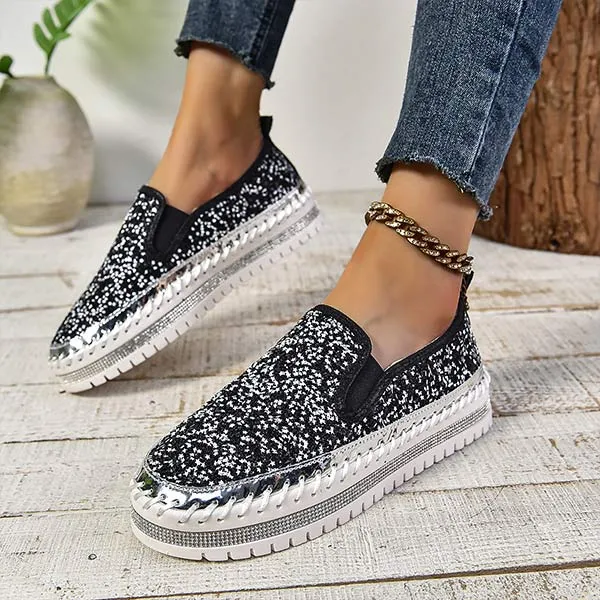 Women's Comfortable Casual Glitter Loafers 54410301C