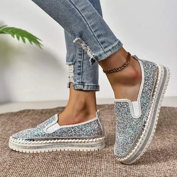 Women's Comfortable Casual Glitter Loafers 54410301C