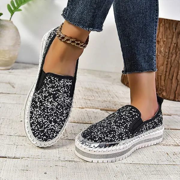 Women's Comfortable Casual Glitter Loafers 54410301C