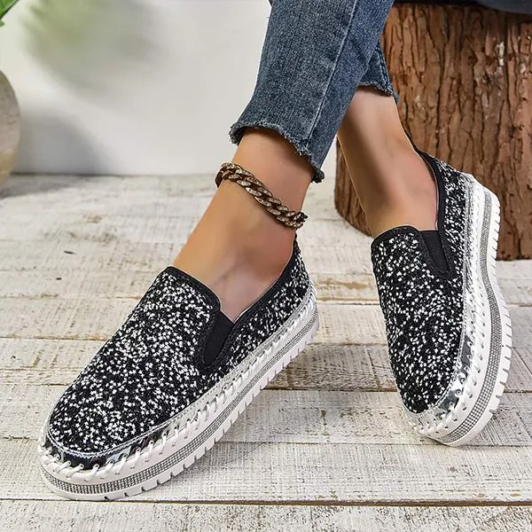 Women's Comfortable Casual Glitter Loafers 54410301C