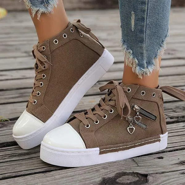 Women's High-Top Casual Flat Canvas Shoes 47688168C