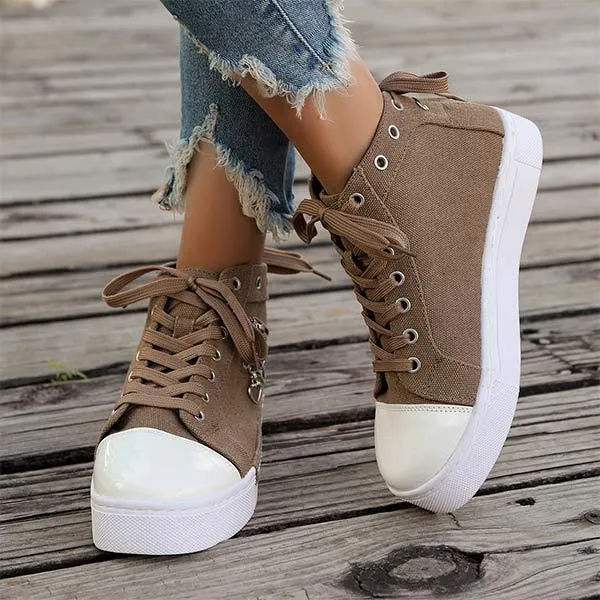 Women's High-Top Casual Flat Canvas Shoes 47688168C