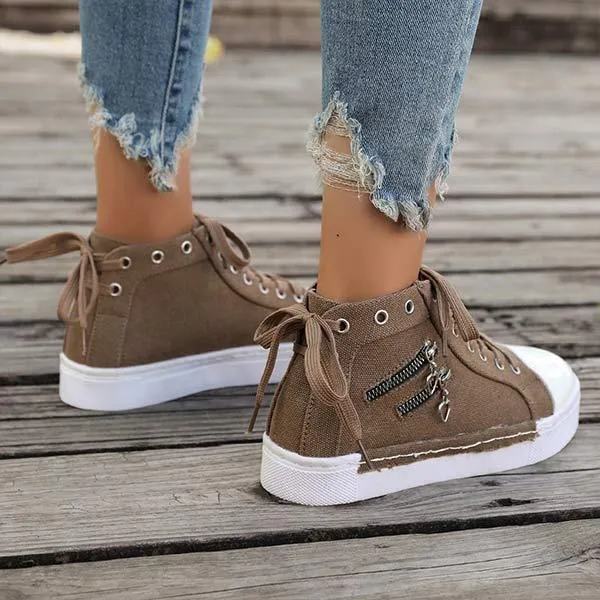 Women's High-Top Casual Flat Canvas Shoes 47688168C