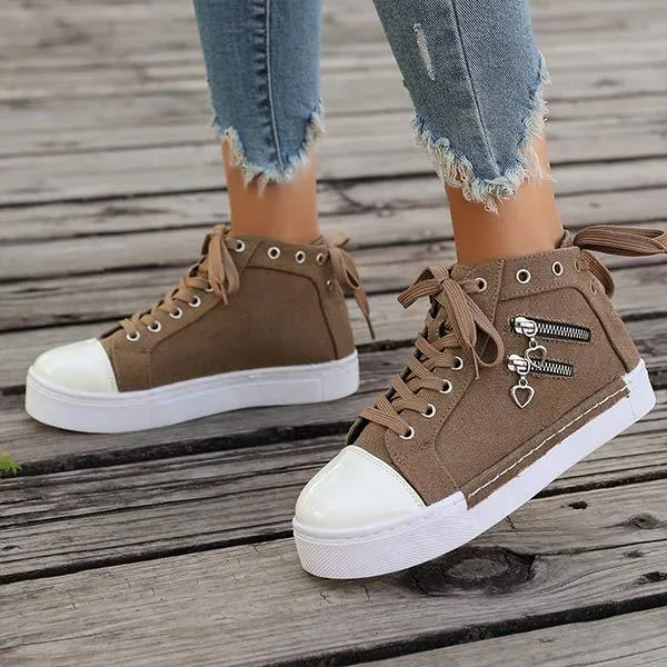 Women's High-Top Casual Flat Canvas Shoes 47688168C