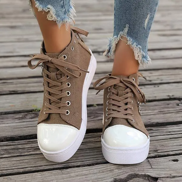 Women's High-Top Casual Flat Canvas Shoes 47688168C