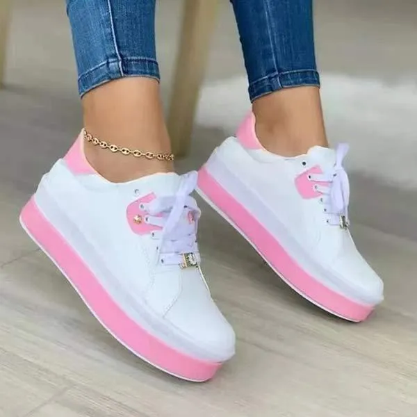 Women's Platform Lace-Up Sneakers 79481287C