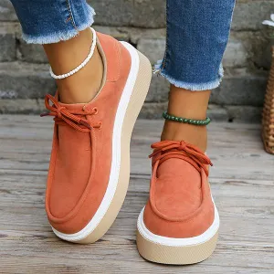 Women's Round Toe Lace-Up Stylish Casual Platform Shoes 56743588S