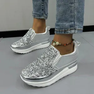 Women's Sequined Casual Wedge Platform Shoes 38295652S