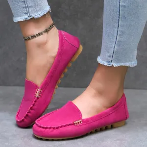 Women's Solid Color Flat Shoes, Casual Slip On Plain Toe Shoes, Lightweight & Comfortable Shoes