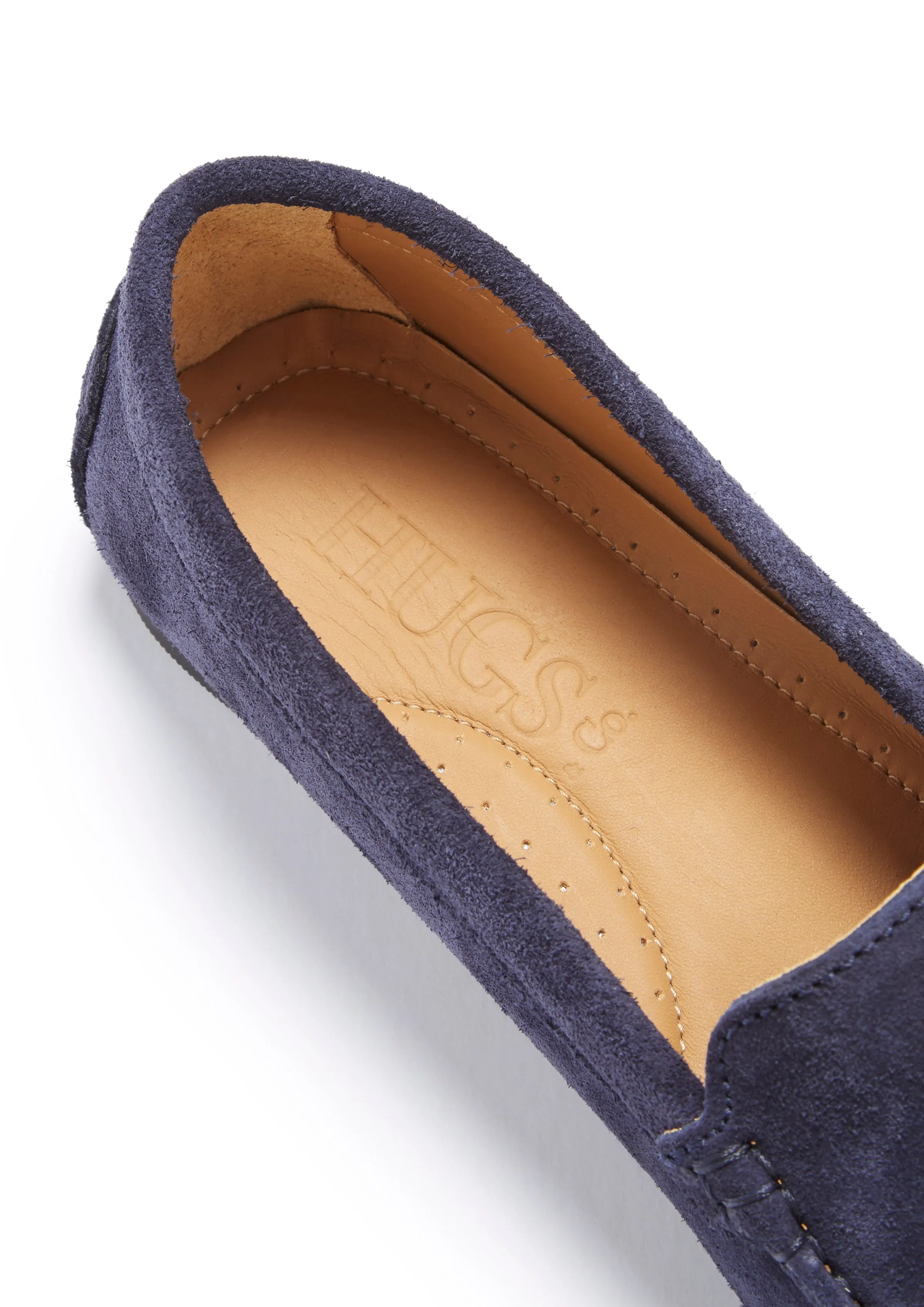 Women's Tasselled Driving Loafers Full Rubber Sole, navy blue suede