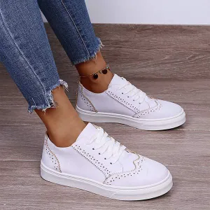 Women's Thick Sole Lace-Up Casual Shoes 12351139C