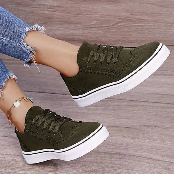 Women's Thick Sole Lace-Up Casual Shoes 12351139C