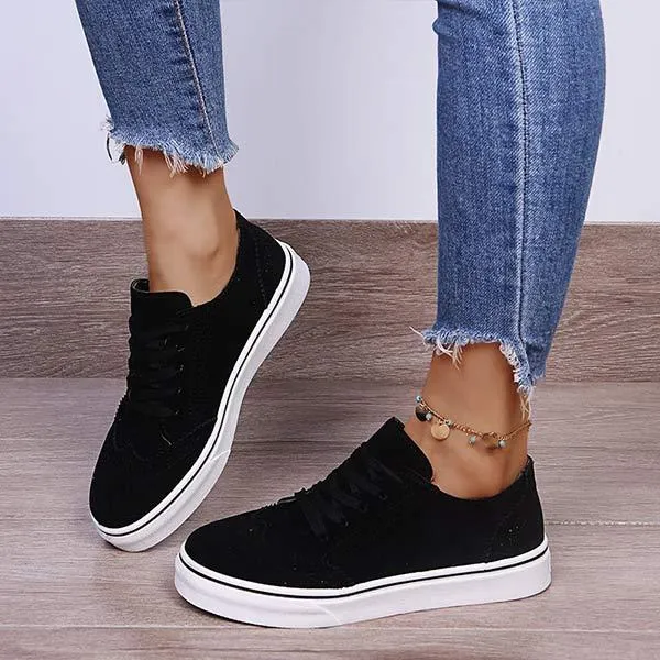 Women's Thick Sole Lace-Up Casual Shoes 12351139C