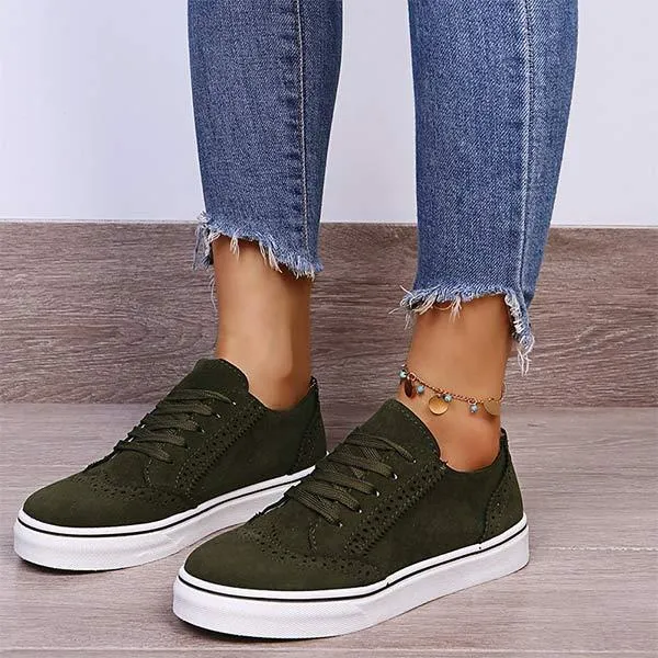 Women's Thick Sole Lace-Up Casual Shoes 12351139C