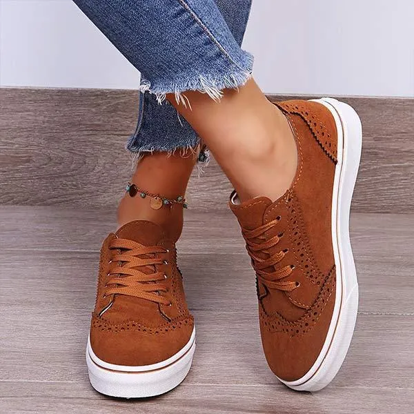 Women's Thick Sole Lace-Up Casual Shoes 12351139C