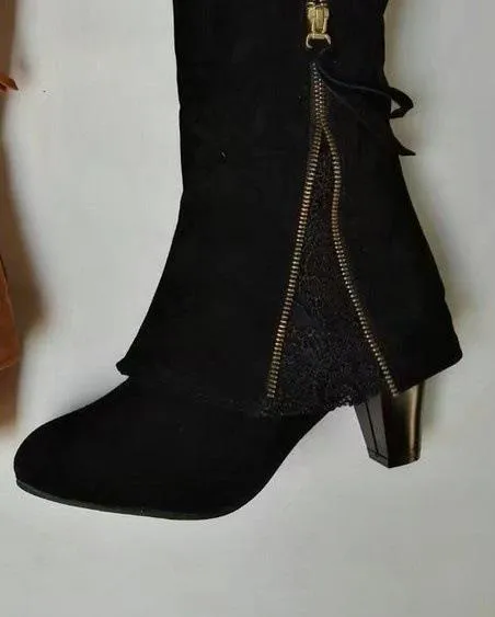 Zipper Tassels High Heels Boots Shoe