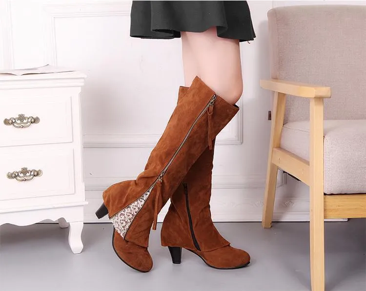 Zipper Tassels High Heels Boots Shoe